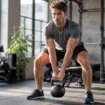 Atleta executando treino eficiente de 45 minutos em academia moderna